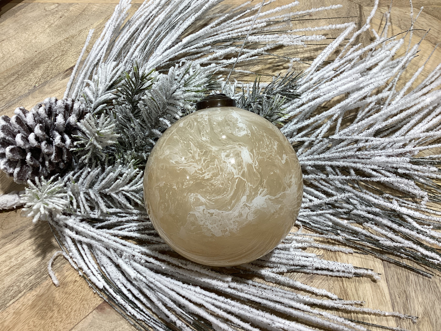 5” marbled glass ornament