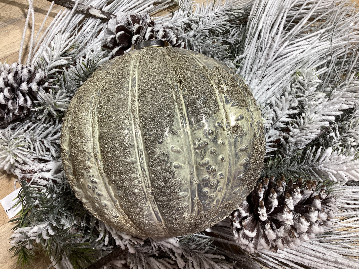 8” flocked glass ornament