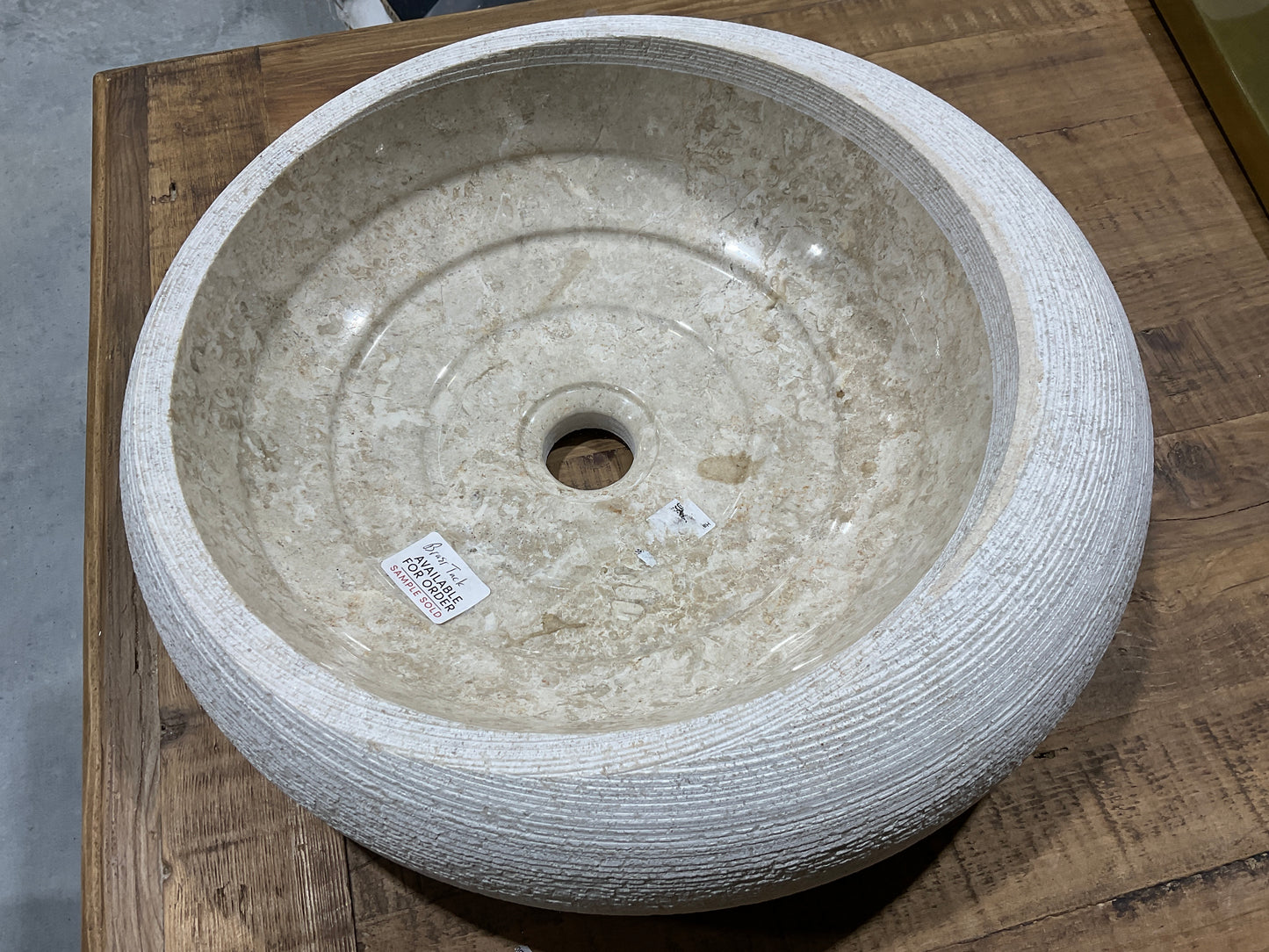 Hand crafted ribbed marble sink