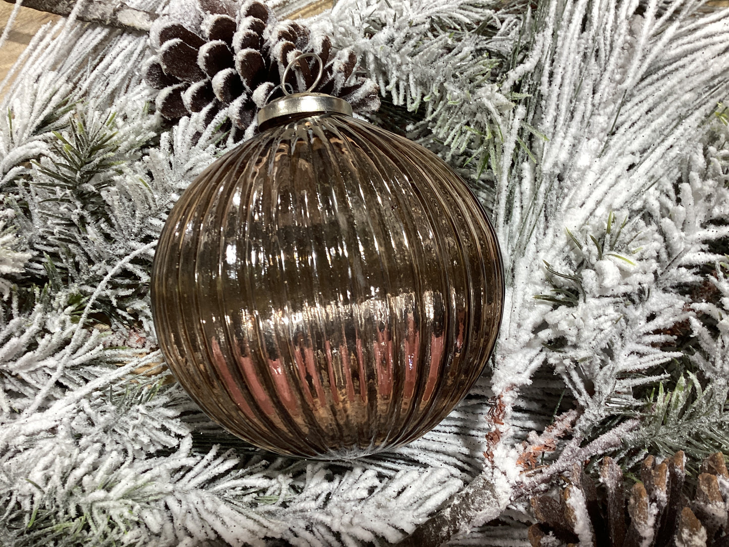 5” brow glass lined ornament