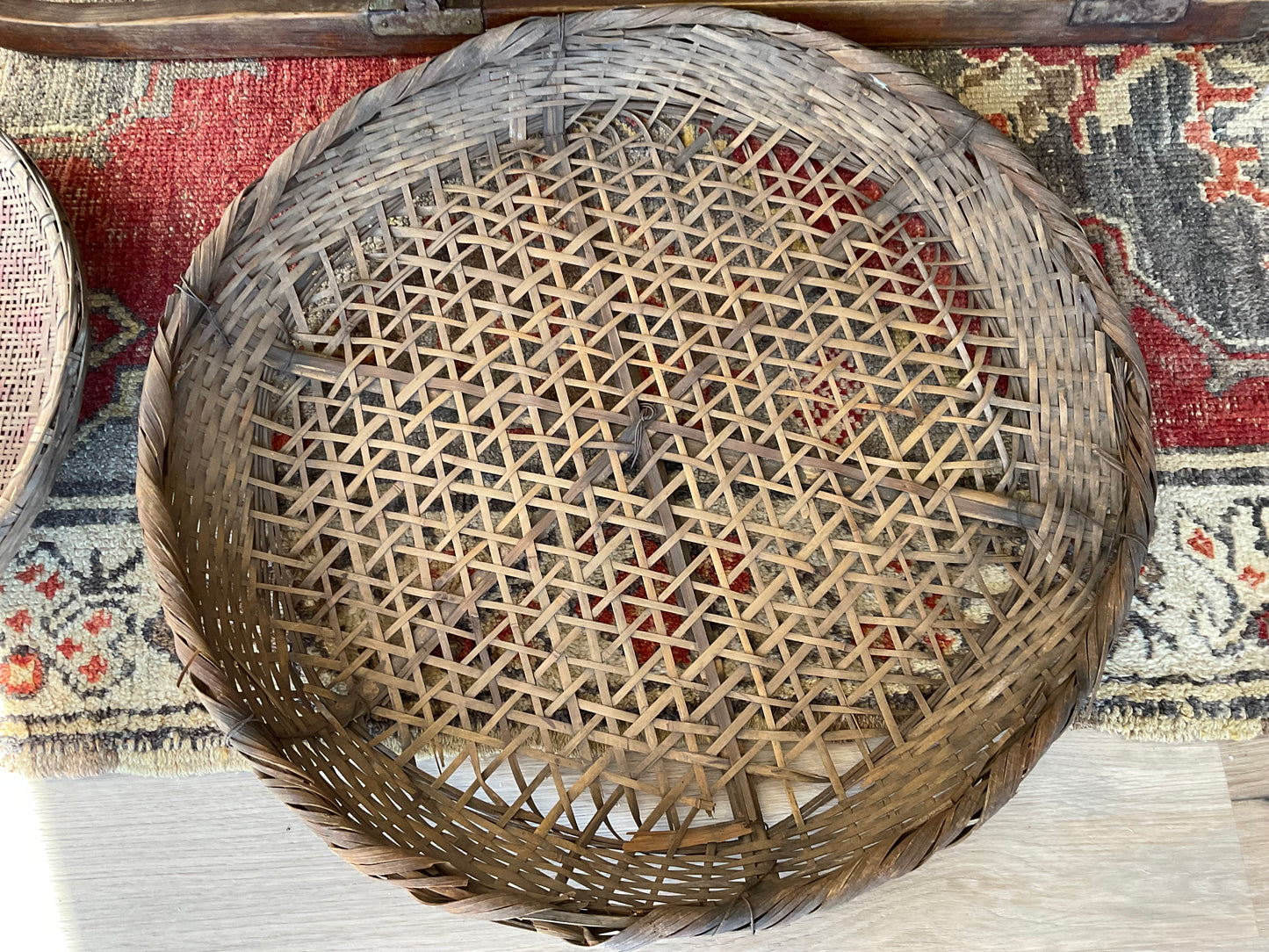 Antique woven reed tray