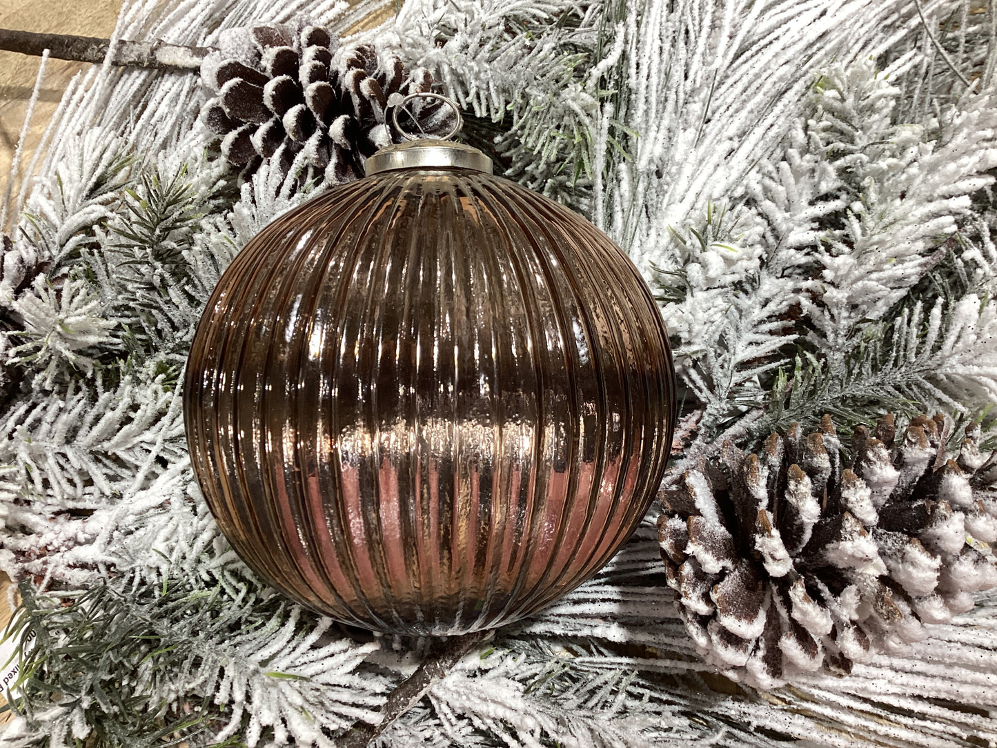 6” brown glass lined ornament