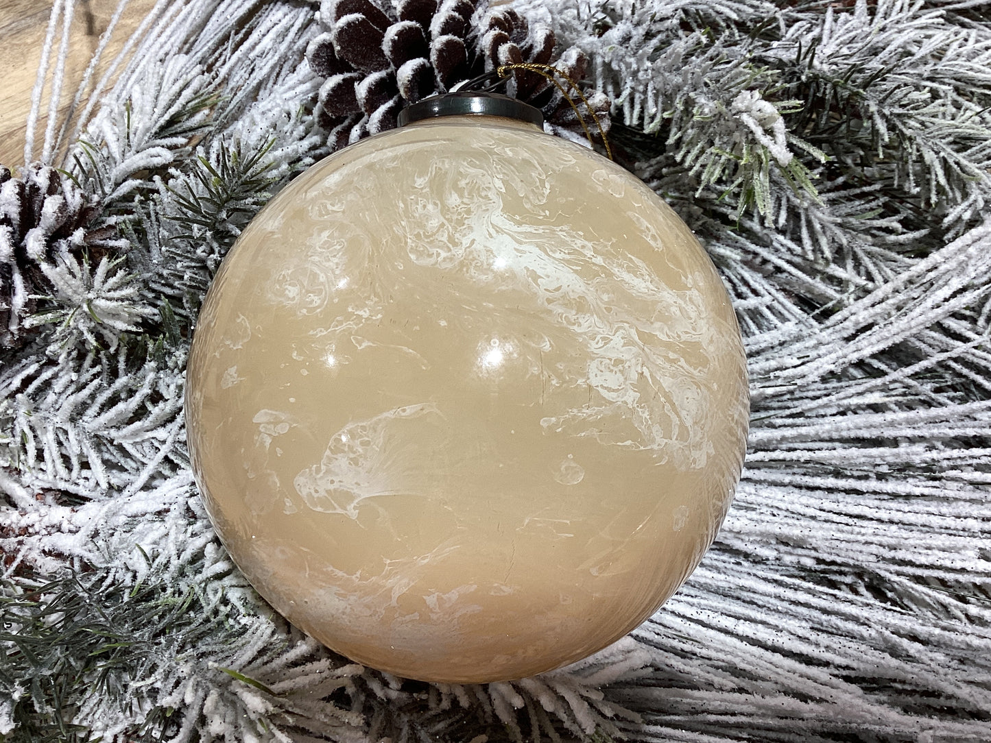 6” marbled glass ornament