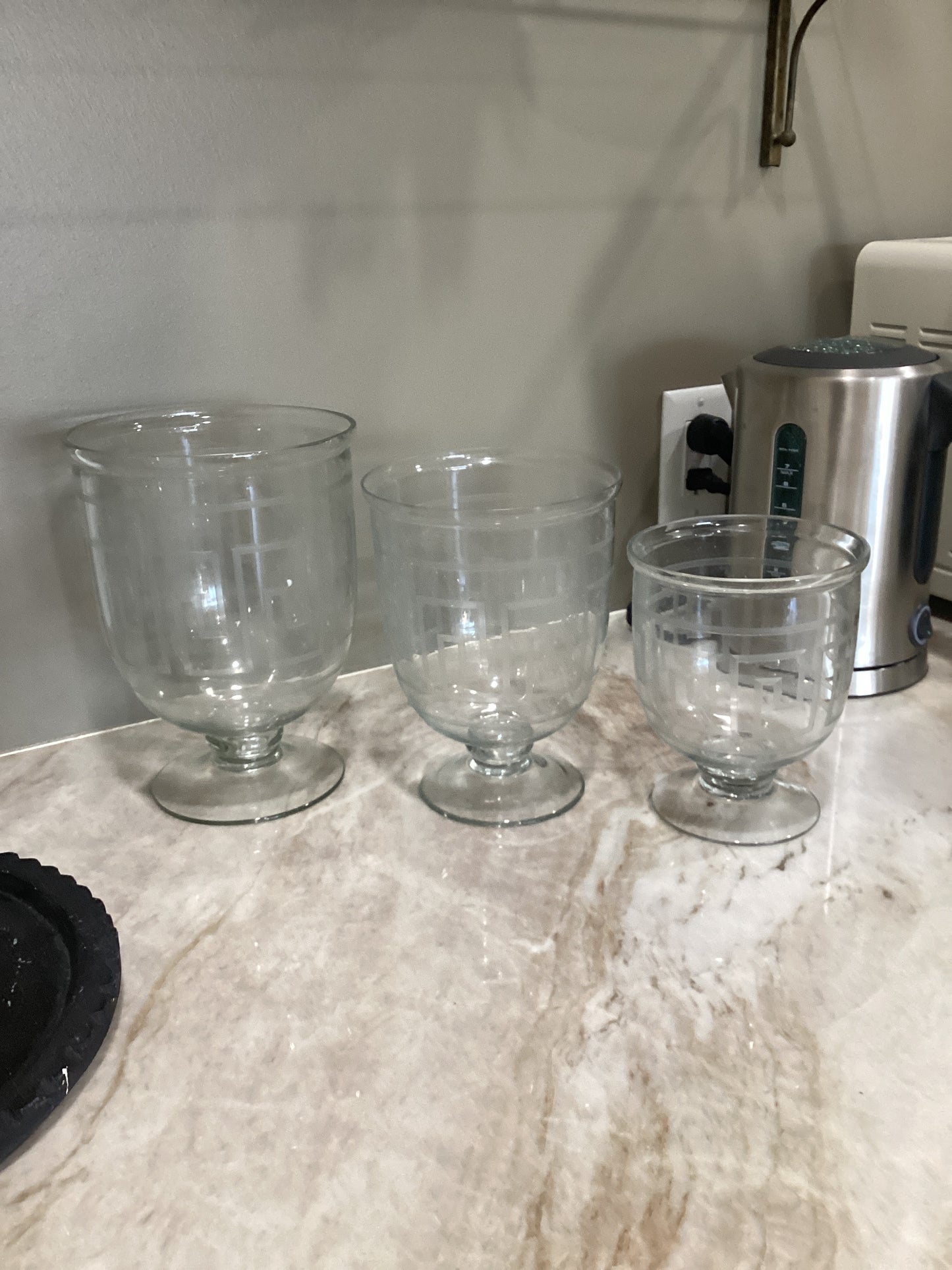Glass Greek Key Hurricanes