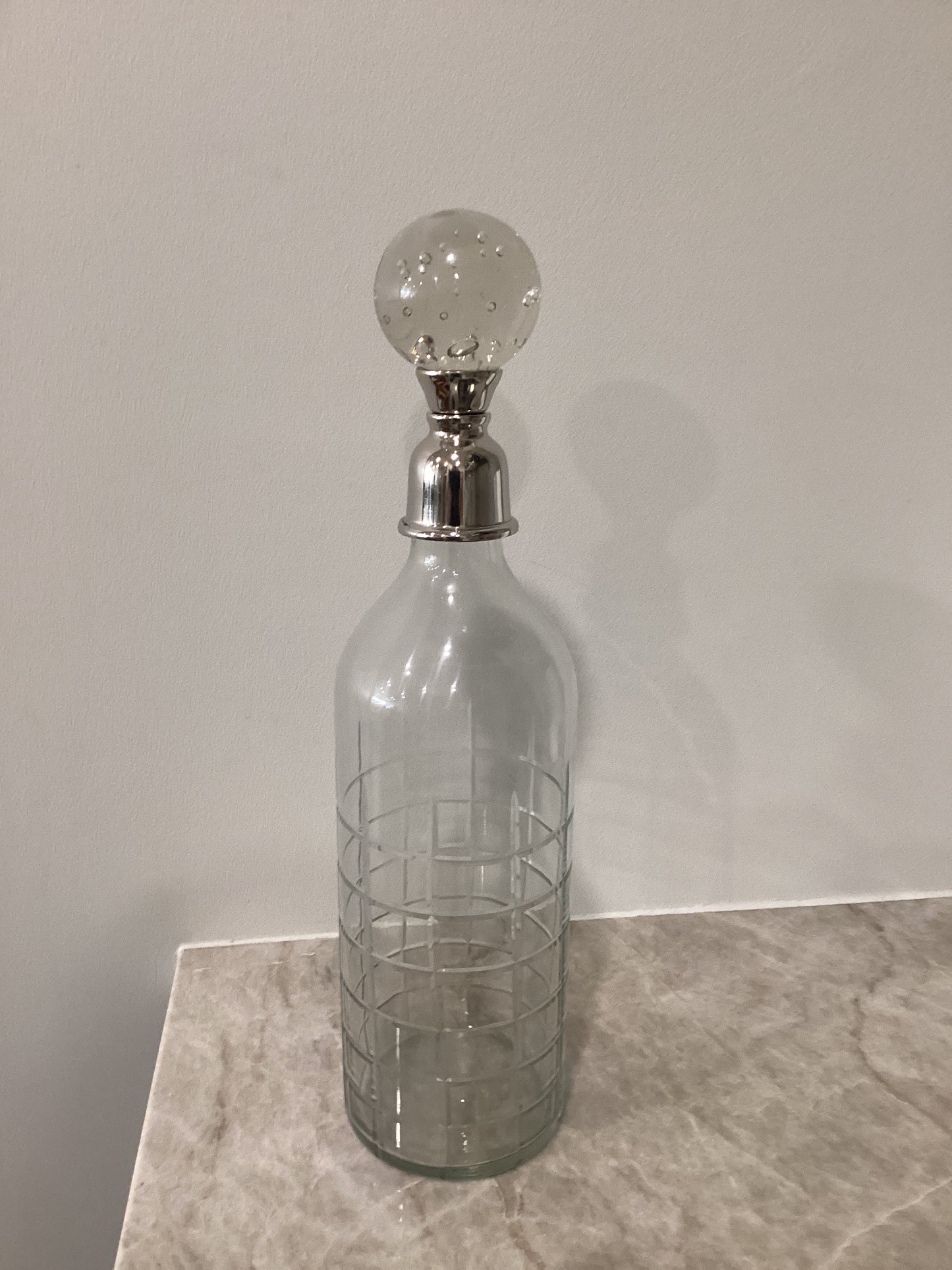Tall Square Cut Glass Decanter