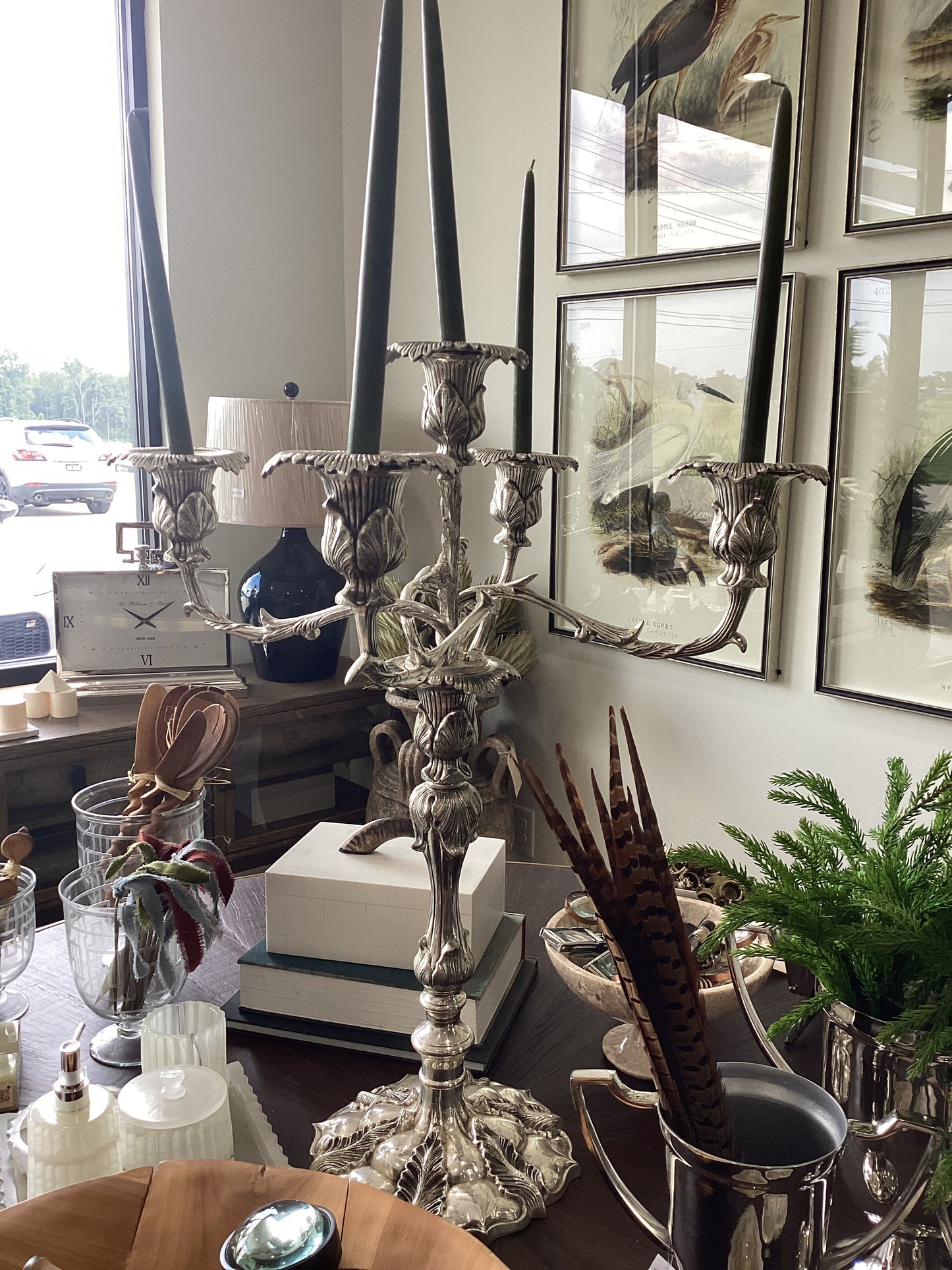30" Ornate Silver Candelabra