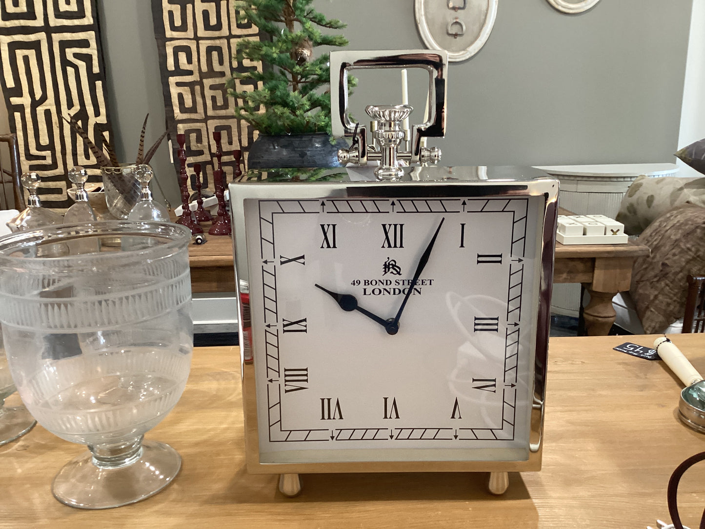 Large Square Nickel Clock